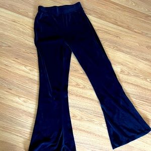Dark blue velvet flare pants